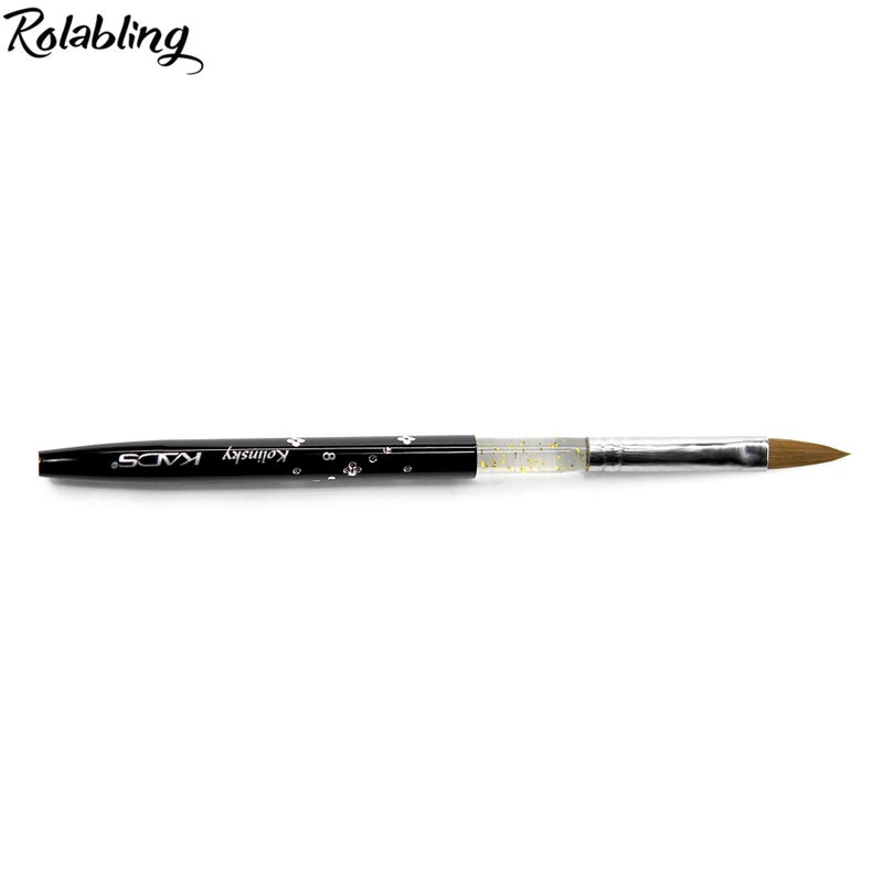 Rolabling Size 8# Black 100% Kolinsky Sable Acrylic Nail Art Brushes UV Gel Nail Painting Pen Brushes (Size 8) - Image 5